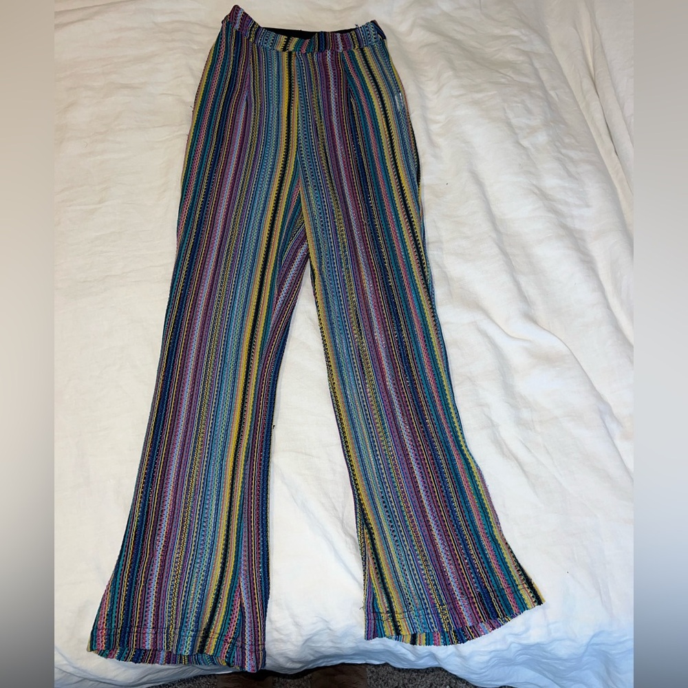Colorful Striped Wide-Leg Pants